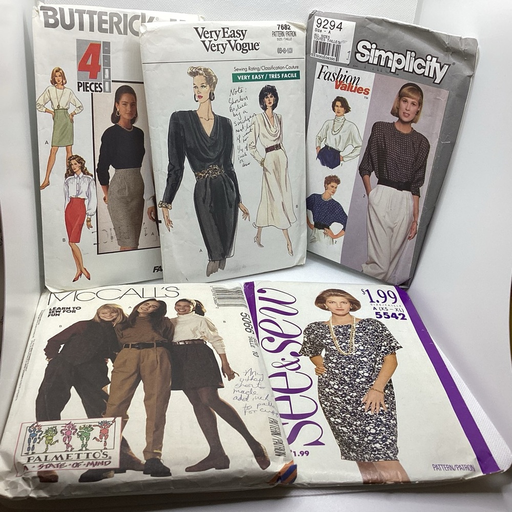 5 Vintage Sewing Patterns CUT Sizes 6 8 10 and A